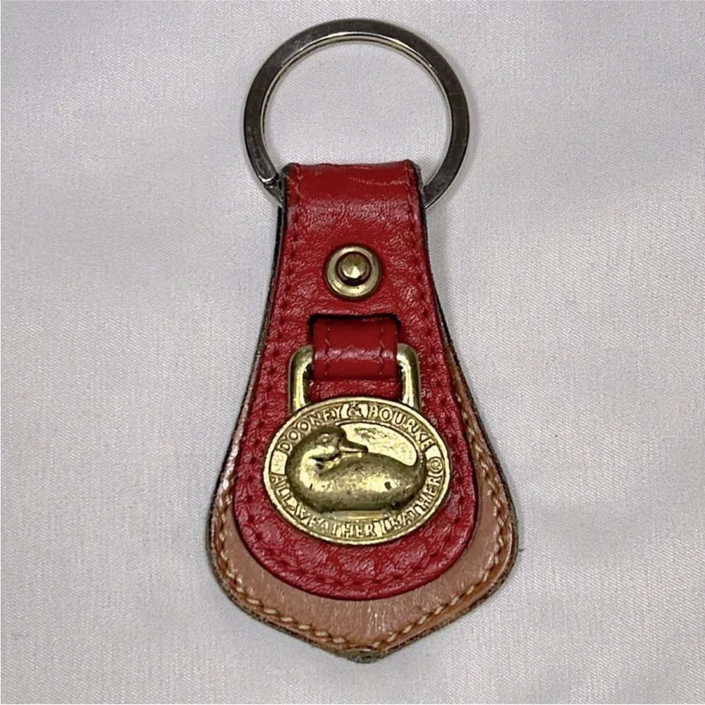 Vintage‎ Dooney & Bourke Red and Brown Leather Key Fob